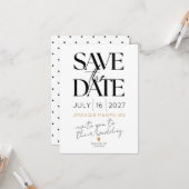 Moderne save the date met gouden accenten kaart (Voorkant / Achterkant in situ)