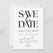 Moderne save the date met gouden accenten kaart (Voorkant)