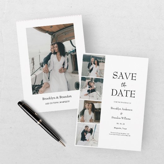 Moderne Save the Date met vijf foto's