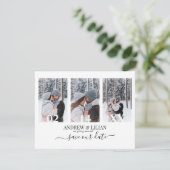 Moderne Save the Date Monogram Foto Collage Eenvou Kaart (Staand voorkant)