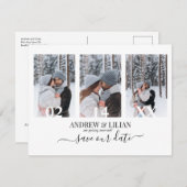 Moderne Save the Date Monogram Foto Collage Eenvou Kaart (Voorkant / Achterkant)