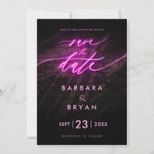 Moderne Save The Date Neon Roze Bruiloft Kaart (Voorkant)