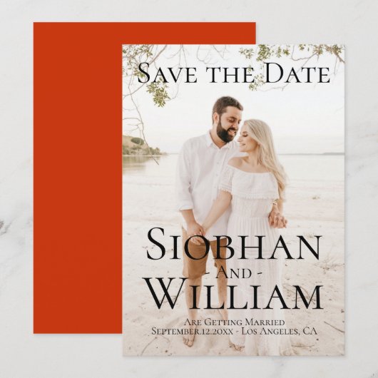 Moderne Save The Date Persoonlijke Foto Kaart (Voorkant / Achterkant)