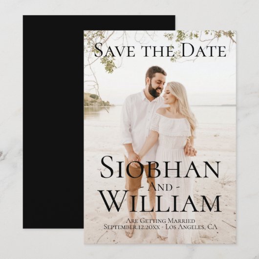 Moderne Save The Date Persoonlijke Foto Kaart (Voorkant / Achterkant)