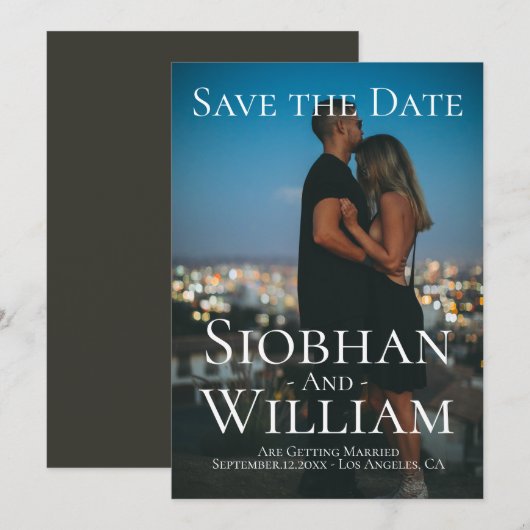 Moderne Save The Date Persoonlijke Foto Kaart (Voorkant / Achterkant)