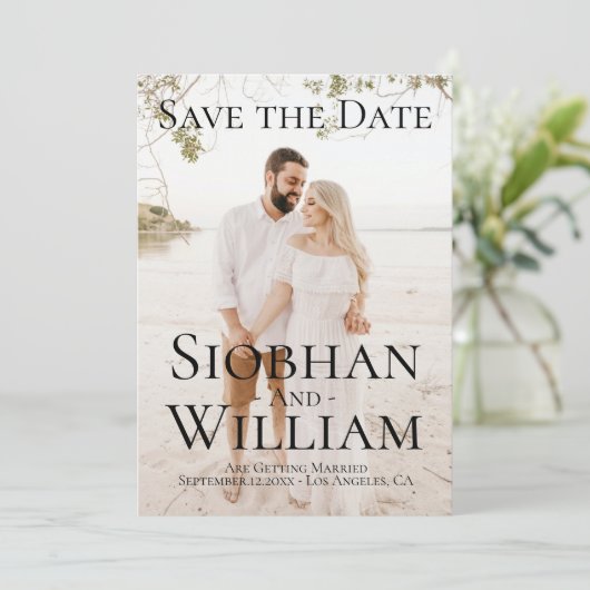 Moderne Save The Date Persoonlijke Foto Kaart (Staand voorkant)