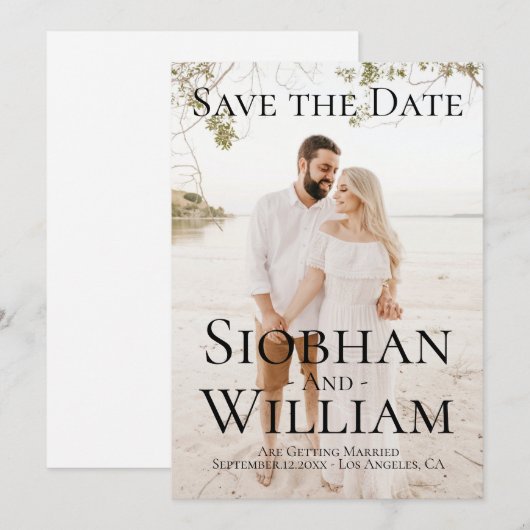 Moderne Save The Date Persoonlijke Foto Kaart (Voorkant / Achterkant)