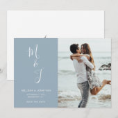 Moderne Save The Date Poederblauw (Voorkant / Achterkant)
