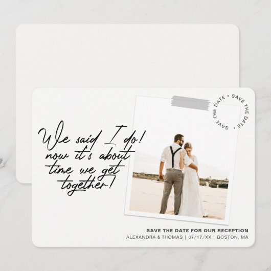 Moderne Save the Date Receptie Foto (Voorkant / Achterkant)