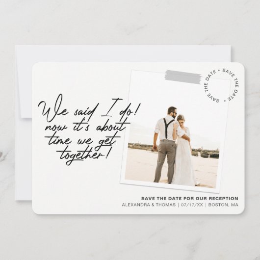 Moderne Save the Date Receptie Foto (Voorkant)