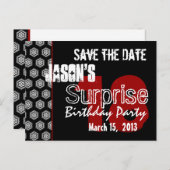 Moderne Save the Date Surprise 18e partij W1426 Aankondigingskaart (Voorkant / Achterkant)