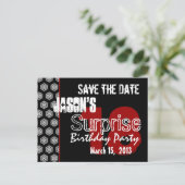 Moderne Save the Date Surprise 18e partij W1426 Aankondigingskaart (Staand voorkant)