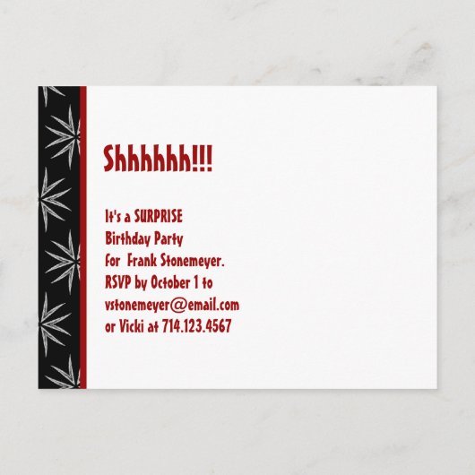 Moderne Save the Date Surprise 40e Zwart Rood v14 Aankondigingskaart (Achterkant)