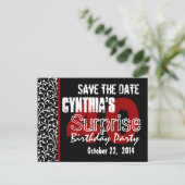Moderne Save the Date Surprise 40e Zwart Rood v51 Aankondigingskaart (Staand voorkant)