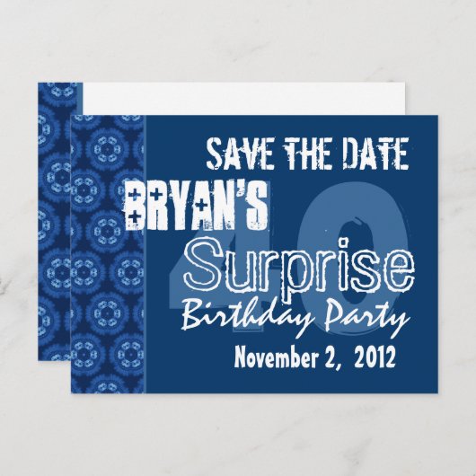 Moderne Save the Date Surprise 40th Party V401 Aankondigingskaart (Voorkant / Achterkant)