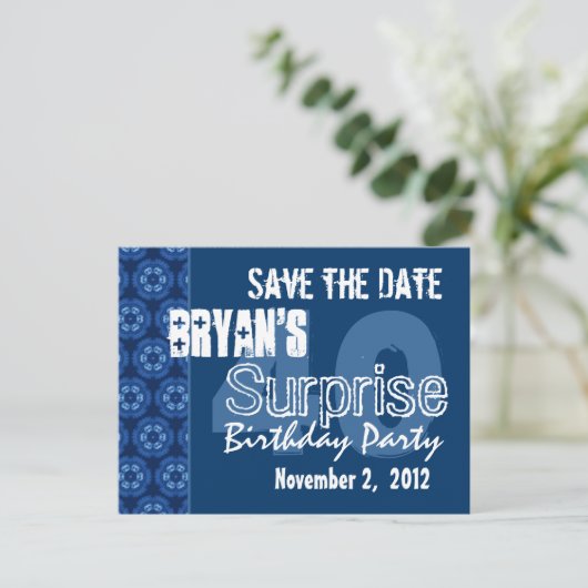 Moderne Save the Date Surprise 40th Party V401 Aankondigingskaart (Staand voorkant)