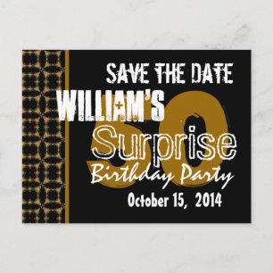 Moderne Save the Date Surprise 50e goud en zwart Aankondigingskaart
