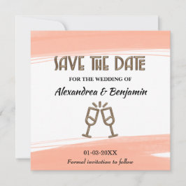 Moderne Save The Date Trouwdag Waterverf Perzik
