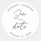 Moderne Save The Date Trouwkaart  Ronde Sticker (Voorkant)