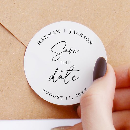 Moderne Save The Date Trouwkaart  Ronde Sticker