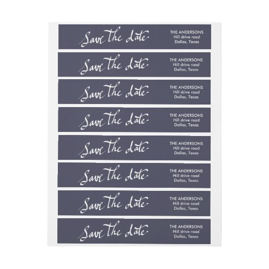 Moderne Save the Date Typografie Script Navy Blue (Vel)