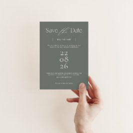 Moderne Save the Date-uitnodiging in saliegroen Save The Date