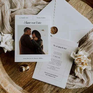 Moderne Save The Date uitnodiging met foto