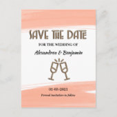 Moderne Save The Date Waterverf Koraal Postkaart Aankondigingskaart (Voorkant)