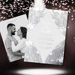 Moderne Save the Date Zilveren Foto Sjablonen