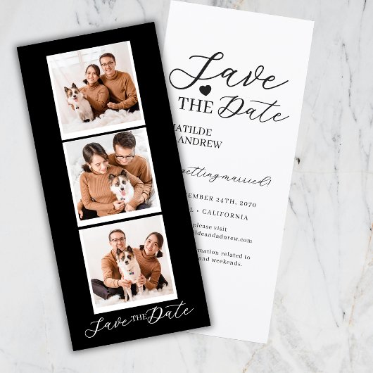 Moderne Save The Date Zwarte Collage Foto Strook