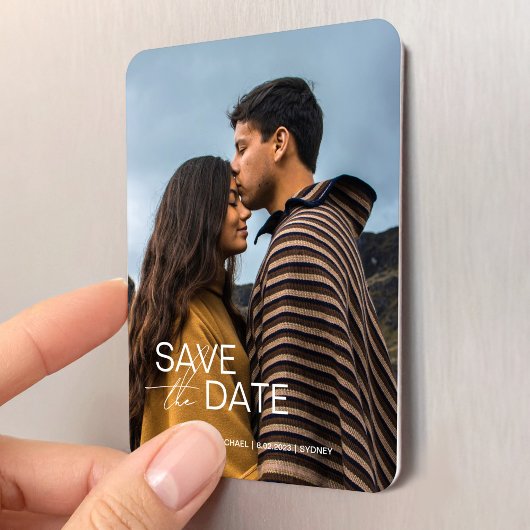 Moderne save the dates huwelijksuitnodiging sjablo magneet
