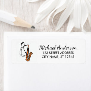 Moderne Saxofoon Muziek Liefhebber Retouradres Etiket