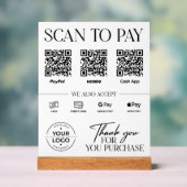 Moderne scan naar betaalteken: PayPal, Venmo, Cash Acryl Bord (Neutraal)