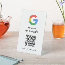 Moderne Scan om Google QR-code bedrijfsbord te beo Reclamebord Met Voetstuk