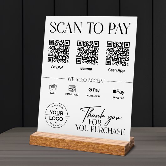 Moderne Scan om te Betalen Bord: PayPal, Venmo, Ca Acryl Bord