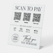 Moderne Scan om te betalen-bord: PayPal, Venmo, Ca Reclamebord Met Voetstuk (Voorkant)