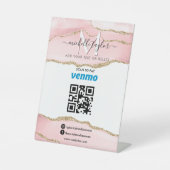 Moderne scan om Venmo QR code Monogram Blush te be Reclamebord Met Voetstuk (Voorkant)