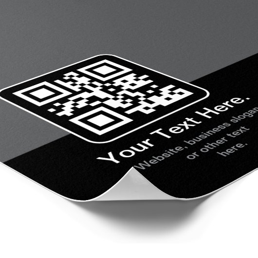 Moderne scanbare QR-code | Zwart Grijs & Wit Poster (Hoek)