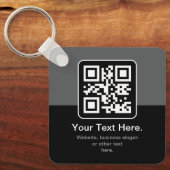 Moderne scanbare QR-code | Zwart Grijs & Wit Sleutelhanger (Voorkant)