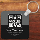 Moderne scanbare QR-code | Zwart Grijs & Wit Sleutelhanger (Achterkant)