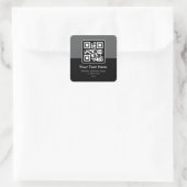 Moderne scanbare QR-code | Zwart Grijs & Wit Vierkante Sticker (Tas)