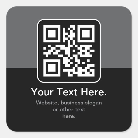 Moderne scanbare QR-code | Zwart Grijs & Wit Vierkante Sticker (Voorkant)