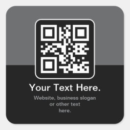 Moderne scanbare QR-code | Zwart Grijs & Wit Vierkante Sticker
