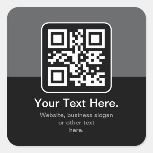 Moderne scanbare QR-code | Zwart Grijs & Wit Vierkante Sticker (Voorkant)