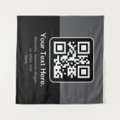 Moderne scanbare QR-code | Zwart Grijs & Wit Wandkleed (Voorkant (horizontaal))