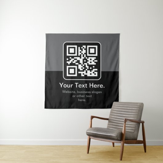 Moderne scanbare QR-code | Zwart Grijs & Wit Wandkleed (In situ)