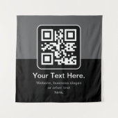 Moderne scanbare QR-code | Zwart Grijs & Wit Wandkleed (Voorkant)