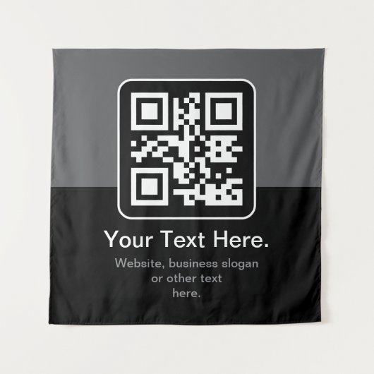 Moderne scanbare QR-code | Zwart Grijs & Wit Wandkleed (Voorkant)