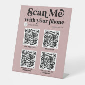 Moderne scanbare QR-codenetwerken Trendy-teken Reclamebord Met Voetstuk (Voorkant)