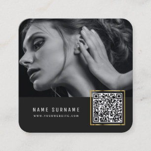 moderne scanbare streepjescode-QR-codetoefoto Vierkante Visitekaartje